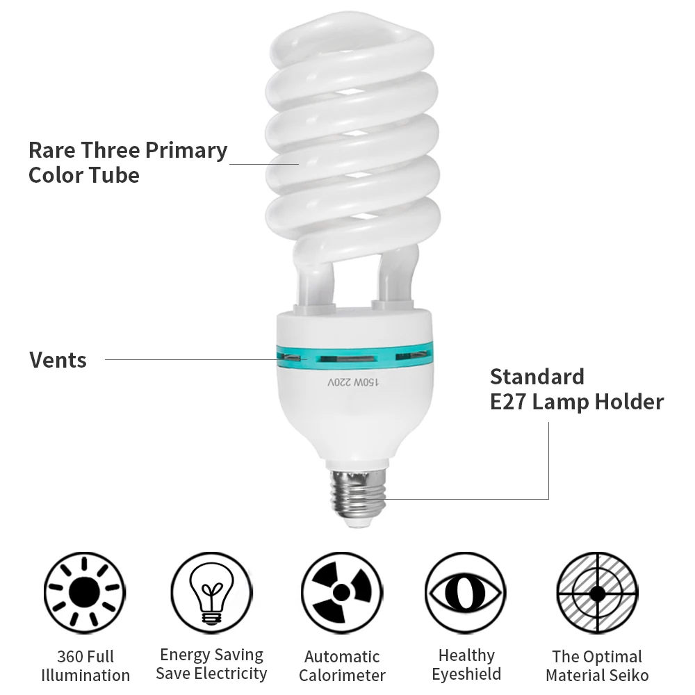 4 stücke 150 135 45 Watt 5500K Hohe Helle Fotografie Tageslicht Leuchtstofflampen Lampen E27 Basis Für Softbox Fotografische foto