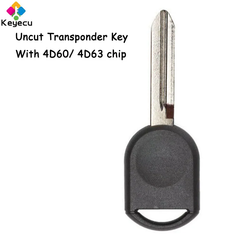 

KEYECU Replacement New Uncut Ignition Transponder Car Key Shell Case With 4D60 4D63 Chip Fob for Ford for Lincon for Mercury