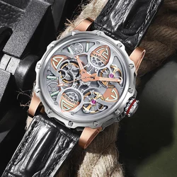 HANBORO Double Flywheel Hollow Automatic Mechanical watches men  Brand Waterproof Luminous MAN WATCH fashion relogio masculino