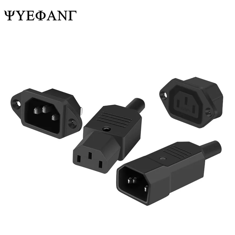 1PC IEC320 C14 C13 Electrical AC Socket 3 Female Male Inlet Plug Connector 3pin Socket Mount