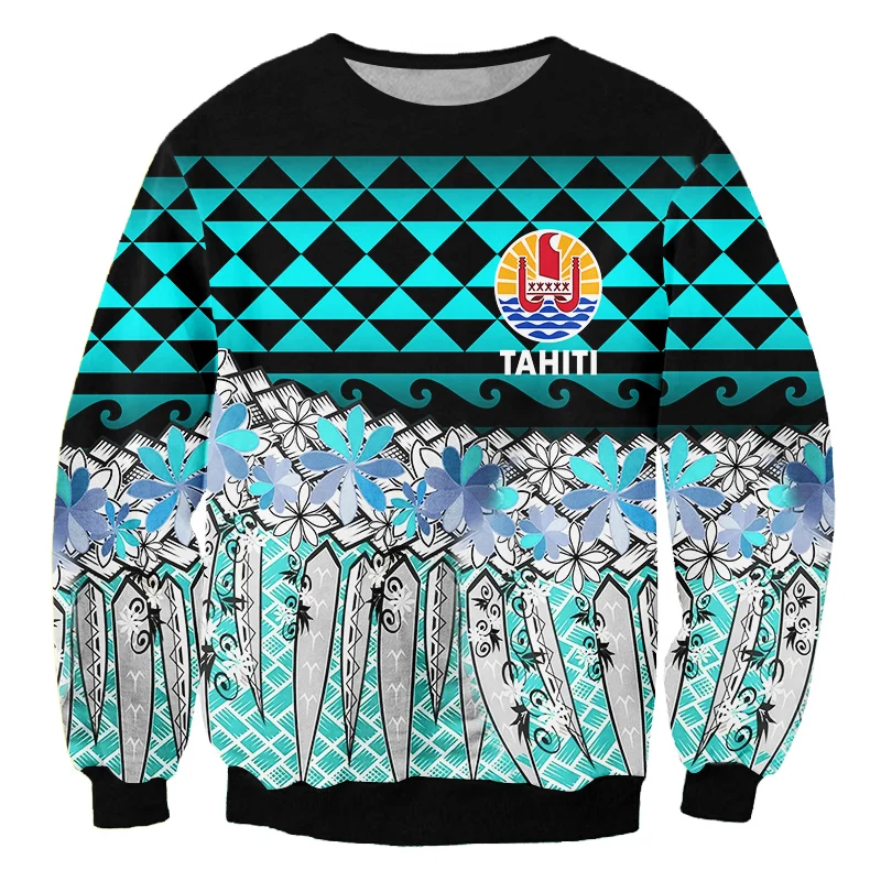 Mens Casual Sweatshirts Hoodie Men Tahiti Polynesia Multi Color O-Neck Fashion Harajuku Style Male Sweatshirt 2021 New Custom