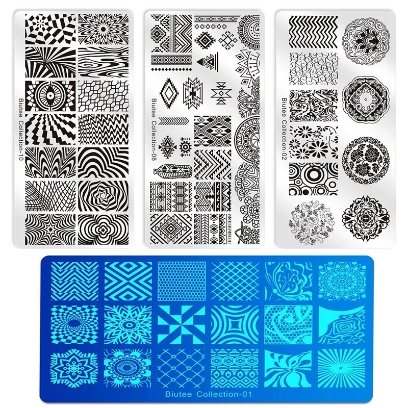 BIUTEE Nail Art Templates 12*6cm Stamping Plate DIARY Flower Animal Lace Leaves Stripe Design Stamp Plate Image Stencil Printing