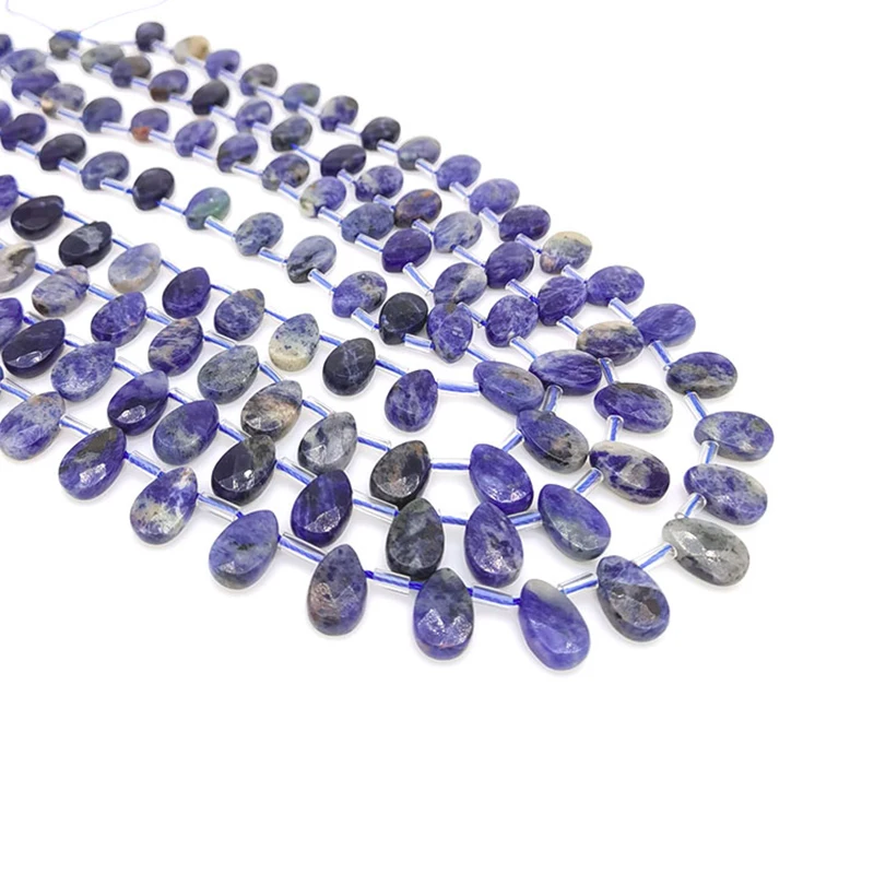 8 x 12mm Natürliche Edelsteine Lapis Ozeanachat Sodalith Tropfenförmige Facettierte Schmuckherstellung Edelsteinperlen – Detail 5