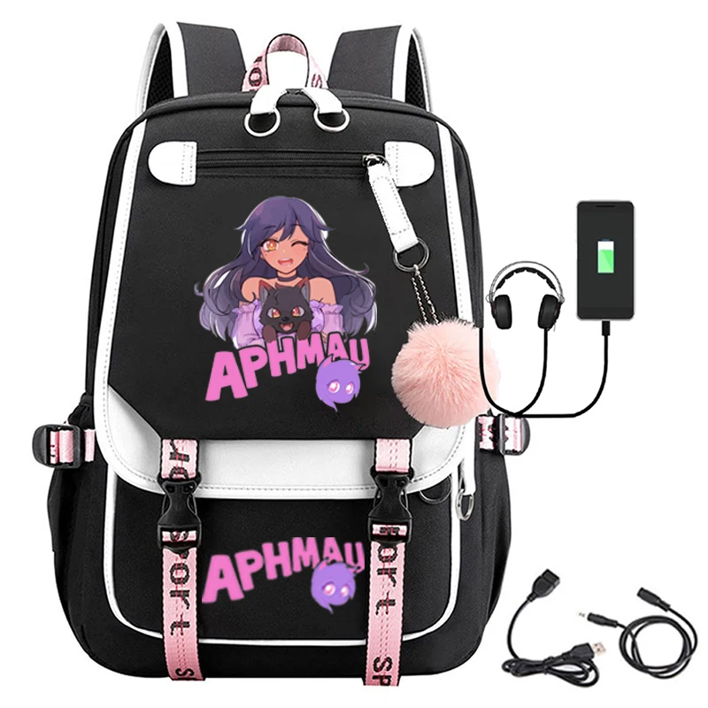 Aphmau anime backpack travel USB school bag male student school bag back gift bag