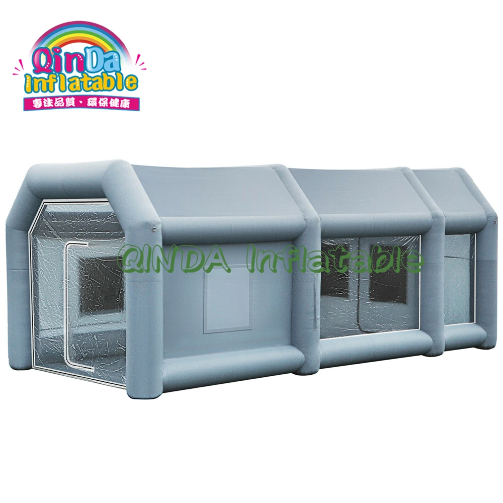 Blue Color Portable Inflatable Spray Booth ,7M Inflatable Cube Tent Booth For Car Painting Inside