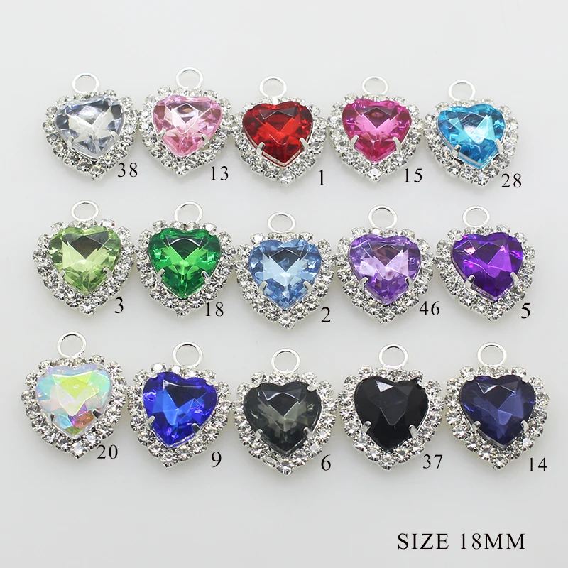 New Rhinestones Pendant Buttons 10Pcs/Lot 18MM Mix Color Acrylic Buttons DIY Handwork Sewing Decoration Metal Accessories