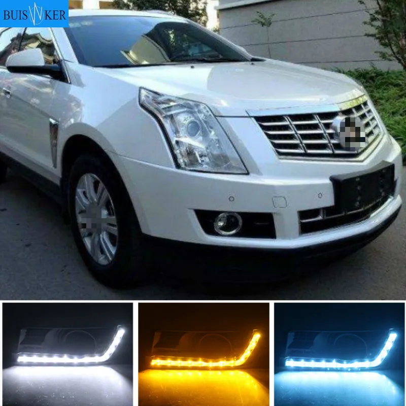 

1 Set For Cadillac SRX 2012 2013 2014 2015 2016 LED DRL Daytime Running Lights Fog Lamp Cover With Turn Yellow Signal