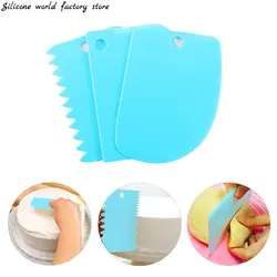 Silicone World 3PCS/Set Dough Cake Cutter Slicer Spatula for Cake Cream Scraper Pasty Cutters Scraper DIY Cake Decorating Tools