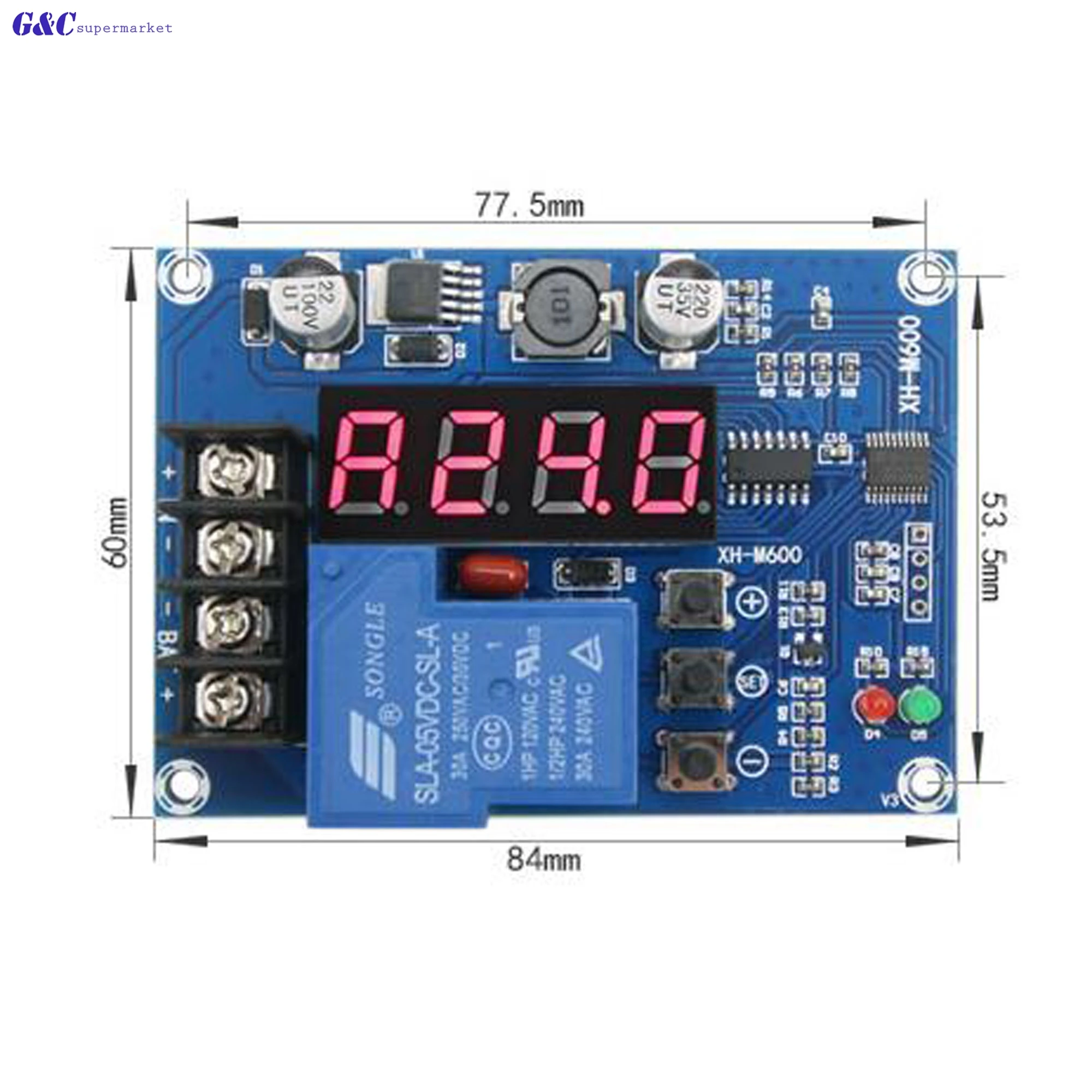 XH-M600 12-24V Charging Control Module Digital LED Display Storage Lithium Battery Charger Control Switch Protection Board