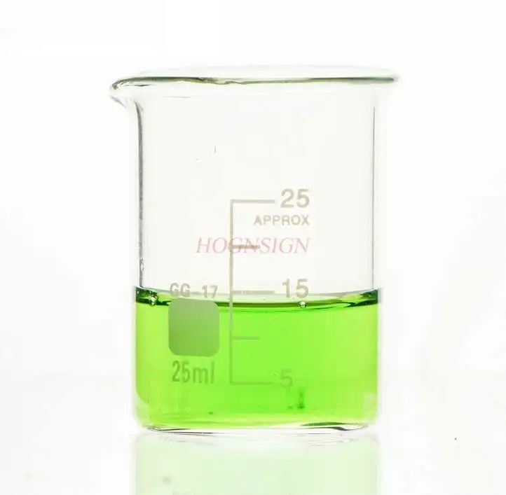 20pcs High boron silicon thickened glass beaker 25ml graduated glass cup high temperature resistant chemical experiment