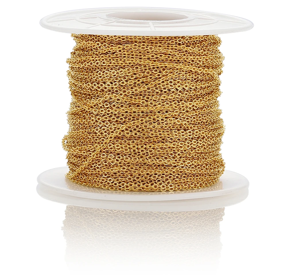 10 Meter 1/1,5/2mm Gold Edelstahlkette Halskette DIY O-Form Kreuzketten für Armbänder Schmuckherstellungskomponenten – Detail 17
