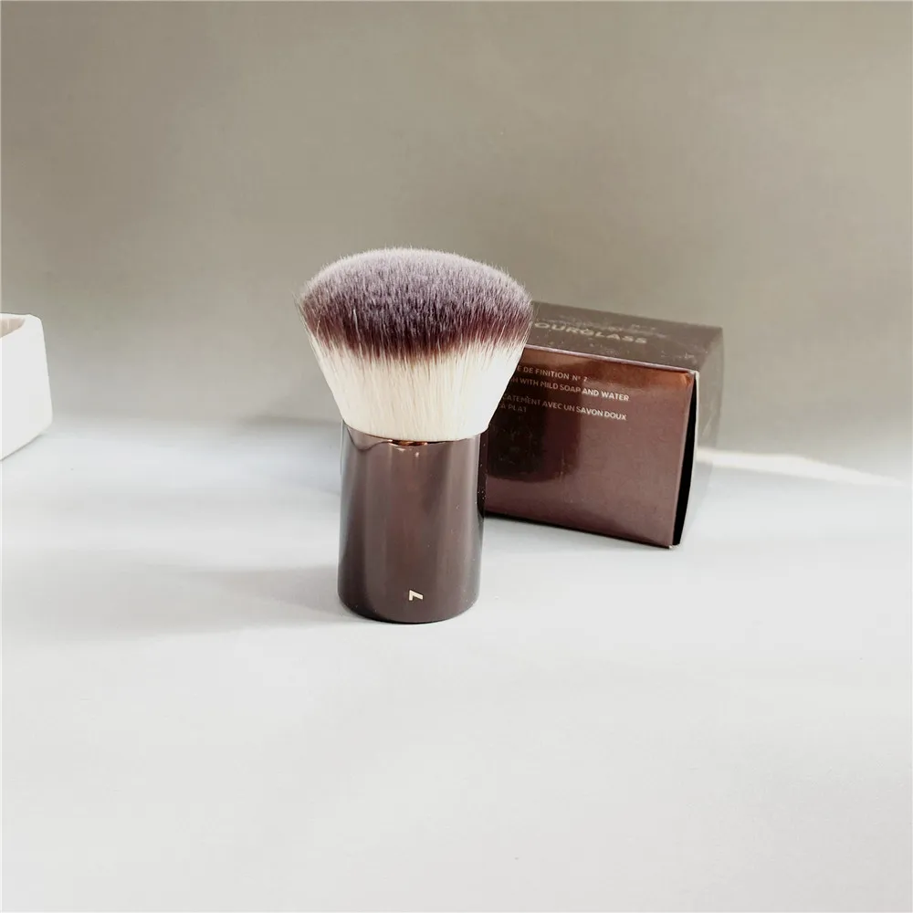 hourglass No.7 Finishing Makeup Brush Portable Powder Blush Bronzer Kabuki Brush Brown Metal Beauty Cosmetics Tool