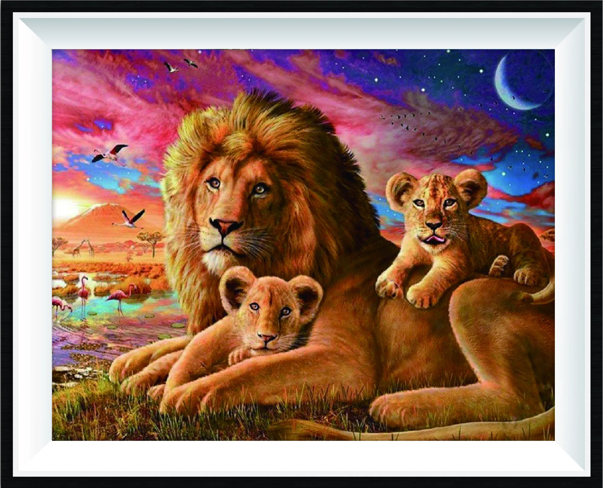 

Diamond Painting Lion Family 5D Animal Picture Embroidery Full Round DIY Some AB Drill Mosaic High-Quality Rhinestone Kit