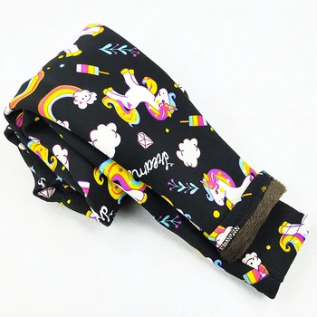 Unicorn Desen Baskı Sonbahar Kış Çocuk Kız Tayt Kalınlaşma Sıcak Çocuk Erkek Pantolon Karikatür Bebek Kostüm