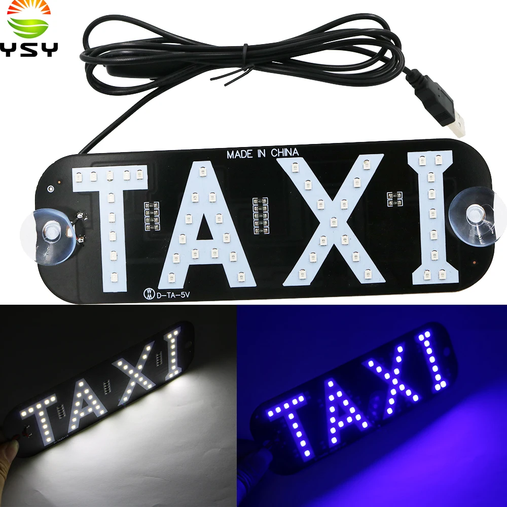 

YSY 10pcs NEW Taxi With USB LED Sign taxi panel LED Light Logo Decal Stickers Hook on Car Window Dropshipping 5V