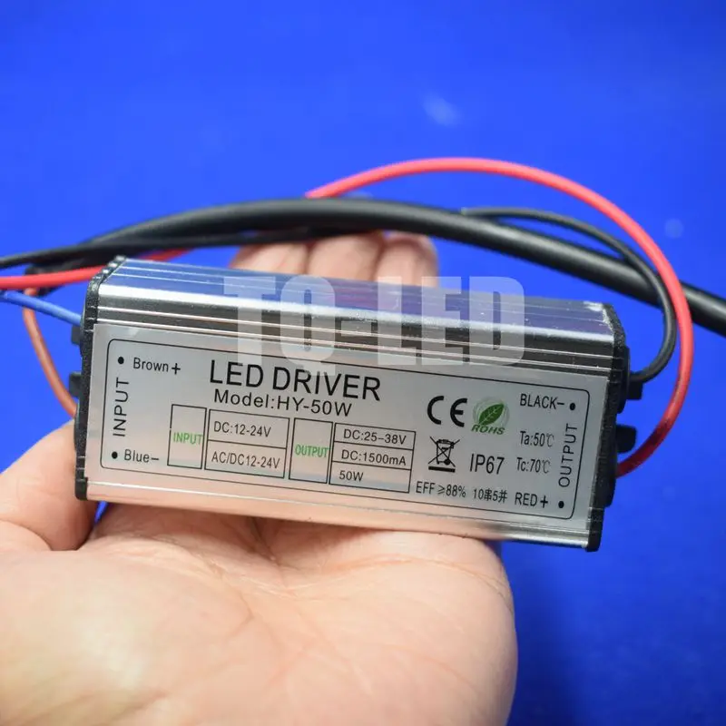 50W High Power Led Driver AC/DC12-24V to DC25-38V 1500mA Waterproof Custant current Light Power Supply