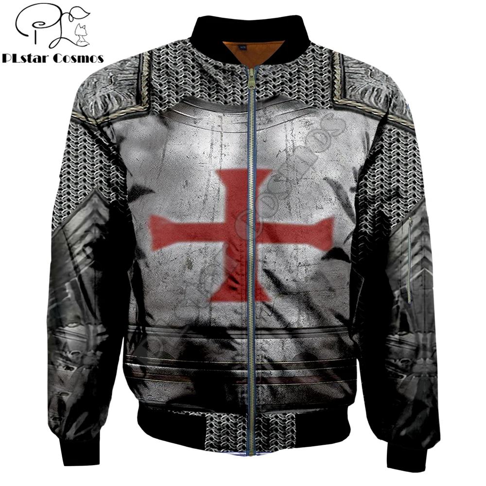 

Autumn/winter Brand Men's bomber jackets armor Novelty Knights Templar Printed 3d Zip Tracksuits coat Unisex Zipper jacket WP02