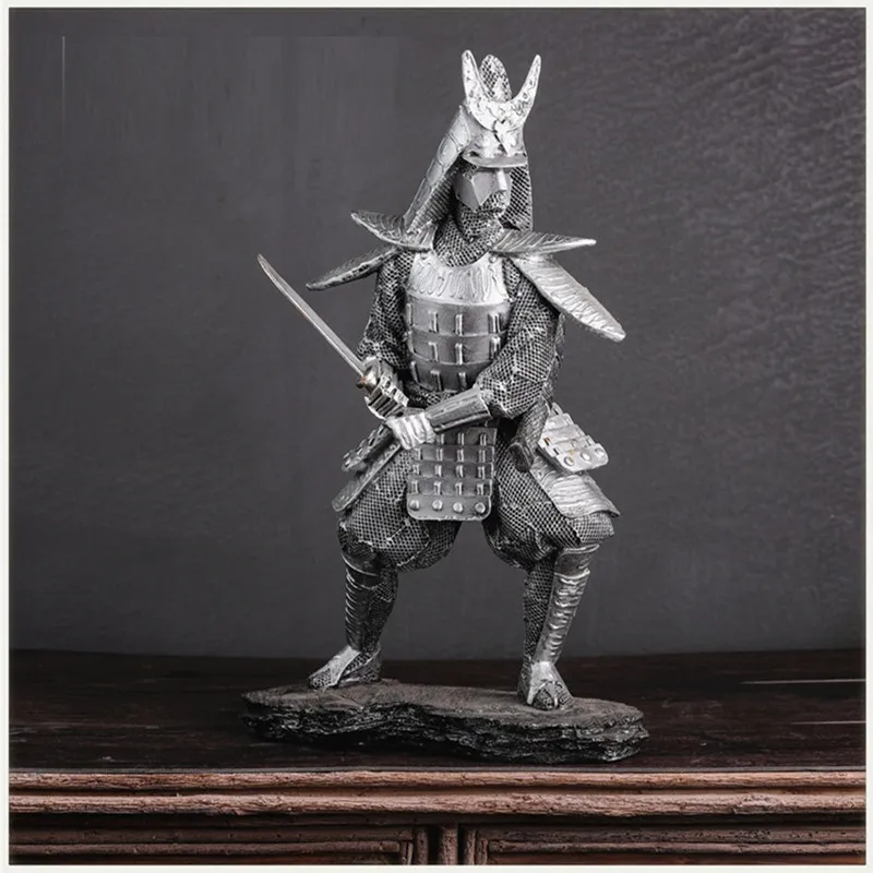 JAPAN KNIGHT WARRIOR NINJA FIGURE ART SCULPTURE JAPANESE ARMOR FIGURINE RESIN CRAFTS DECORATIONS FOR HOME R3738