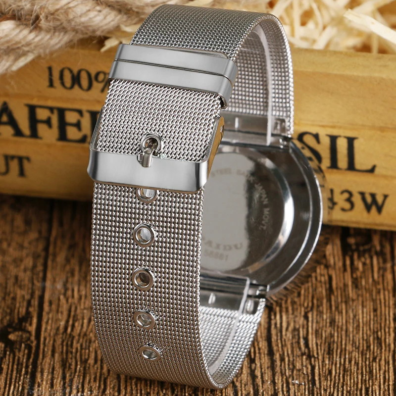 PAIDU Watches Men Creative Numbers Red Hands Watch Stainless Steel Mesh Band Quartz Watch relogio masculino reloj hombre 2019