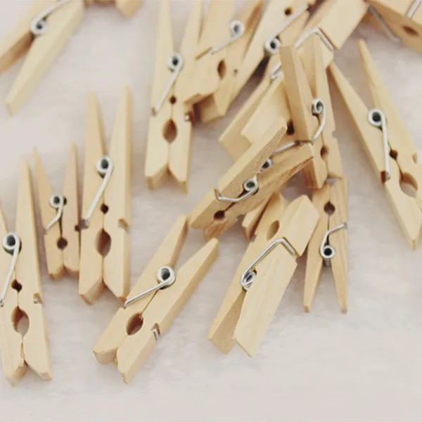 50pcs 25mm Mini Wooden Clips For Photo Clips DTY Craft Supplies Wedding Party Wooden Decoration Clip Postcard Clips Pegs