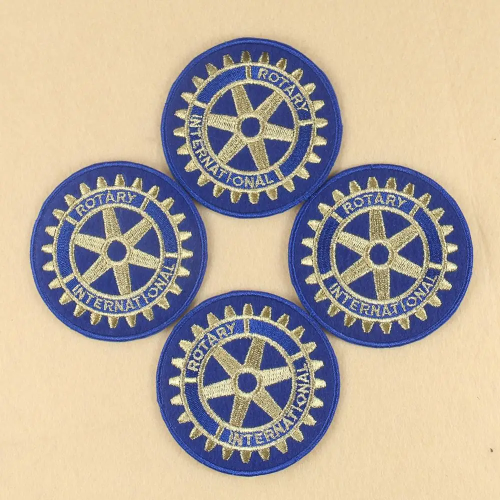 1/2/5pcs Round Institution Club Sign Emblem Badge Embroidered Rotary International Patch Iron Decorative Gear Rings Icon Diy