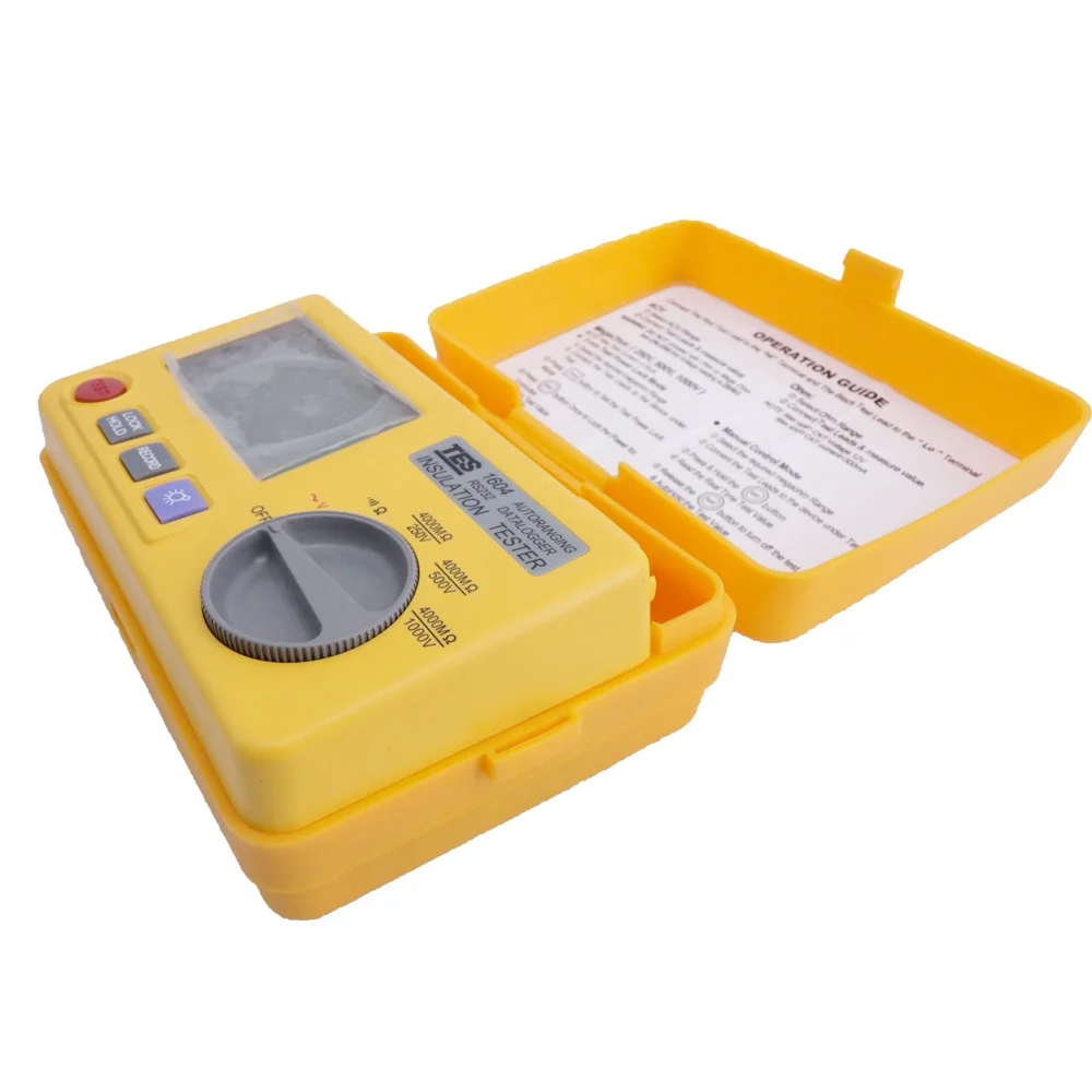 TES-1604 Auto Ranging Insulation Tester 3-3/4 Digital LCD ,4000 Count .Tests Insulation at Rated Voltage Into a 1mA Load.