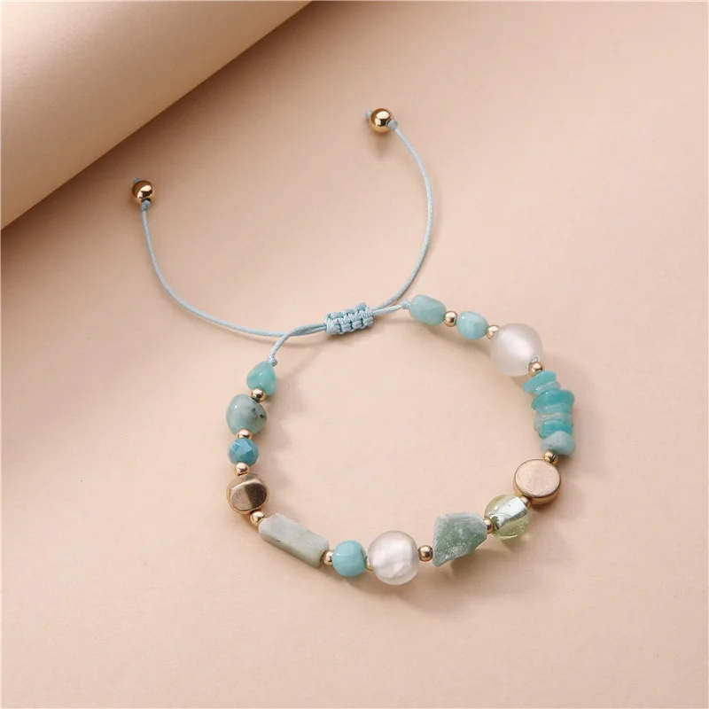 Spring Summer Popular Adjustable Size Natural Rock Stone Beads Strand Bracelets for Women