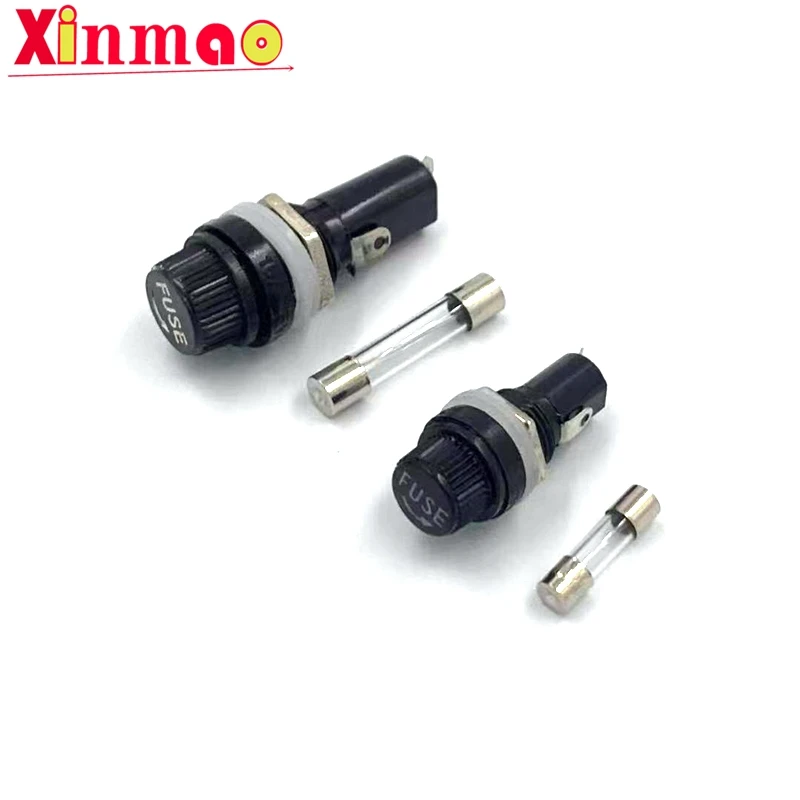 1set 5*20/6*30mm Fuse + Holders 5X20 6x30 Black Insurance Tube Socket Fuse Holder For Insurance Panel Mount Fuse Holder