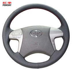 PONSNY Black Artificial Leather Car Steering Wheel Covers for Toyota Highlander 2009-2014 Camry 2007-2011 Fortuner Hilux 2012