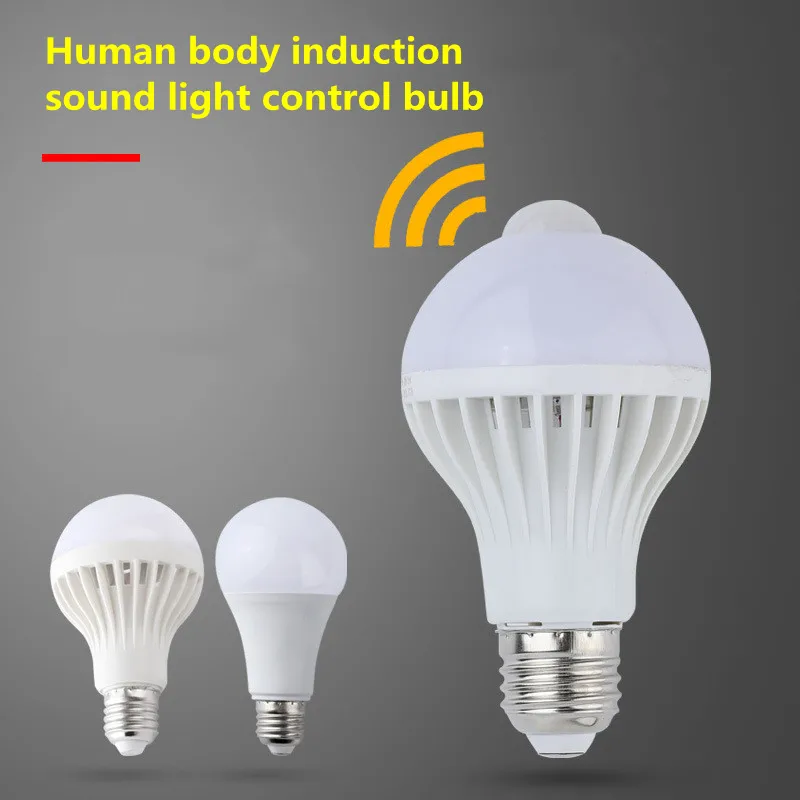 Sound Motion Sensor Automatic Smart LED Bulb E27 220V 110V SMD5730 3W 5W 7W 9W 12W 15W Lampada LED Sound Sensor lamp