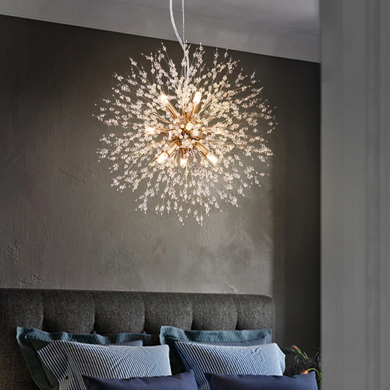 Imagem -02 - Cristal Dandelion Lâmpada Pingente Mesa de Jantar Decoração de Casa Pendurado Luz Sala de Estar Quarto Restaurante Loja Droplight Lustre