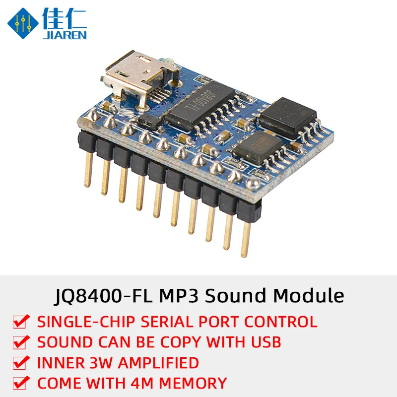 JQ8400-FL USB Programmable Motion Activated Recordable Greeting Card MP3 player Sound Module