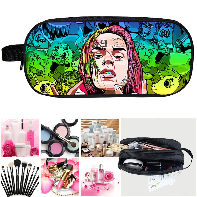 2021 Hip-Hop 6ix9ine Tekashi GOOBA Pencil case College School Supplies Pen box Teenage Large Stationery Bag Women Cosmetic bags