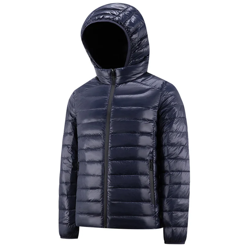 80% weiße Ente Daunen leichte Jacke Männer wasserdicht warm abnehmbare Hut Kapuzen mantel männliche Marke Kleidung 5xl