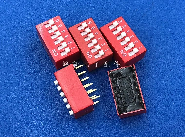 Interruptor de código de dial de 6 bits, interruptor de codificación de tipo de llave, dial rojo, 2,54 MM, 10 Uds. En línea