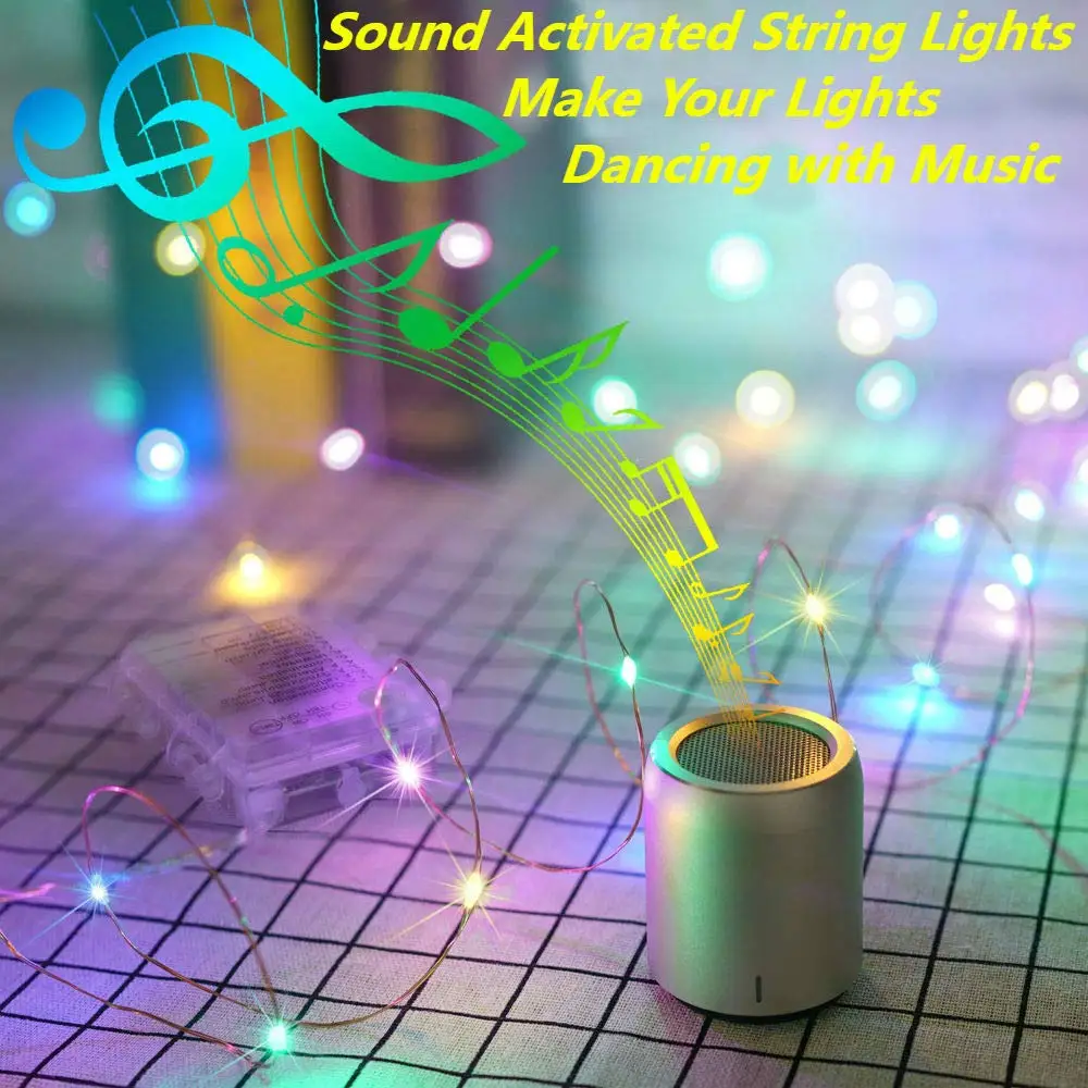 USB Operated Active Sound Copper Wire Led Lights String Fairy Remote Voice Control Wedding Light Outdoor Party Home Decoration