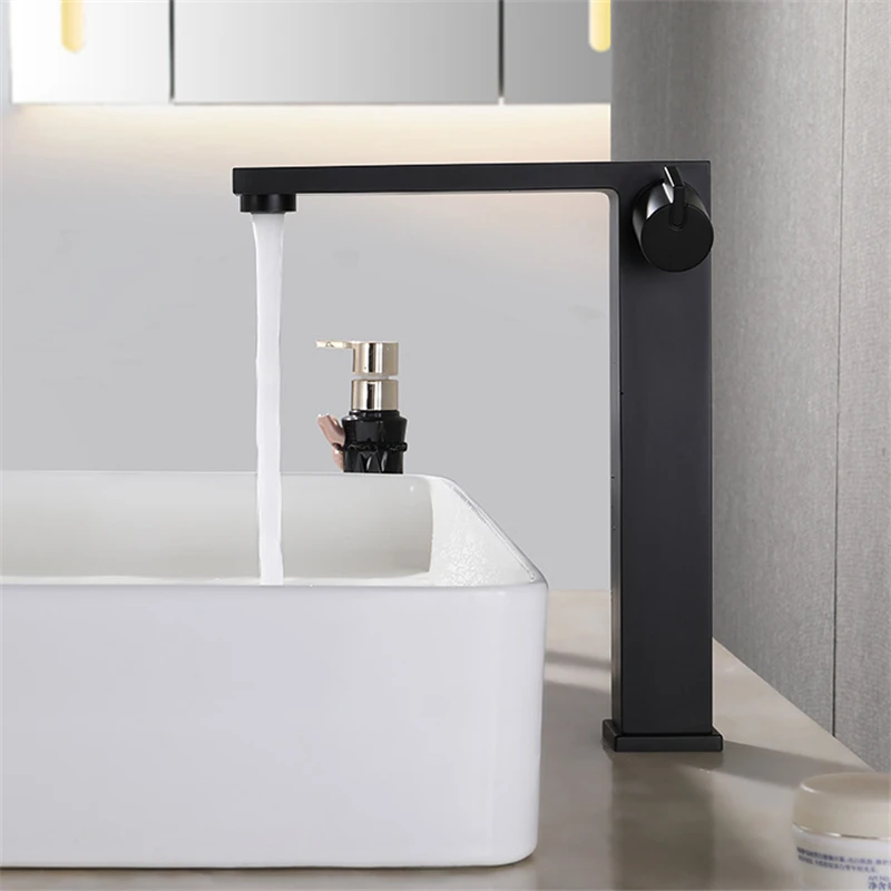 

Black Basin Faucet All Copper Bathroom Sink Faucet Single Handle Single Hole Hot and Cold Bathroom Mixer Taps