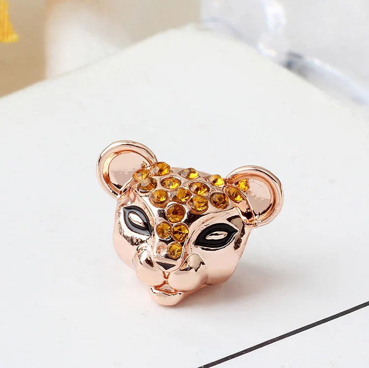 Btuamb Simple Style  Enamel Gold Color Cute Crystal Tiger Beads Charms Fit Original Bracelets for Women DIY Jewelry Gifts