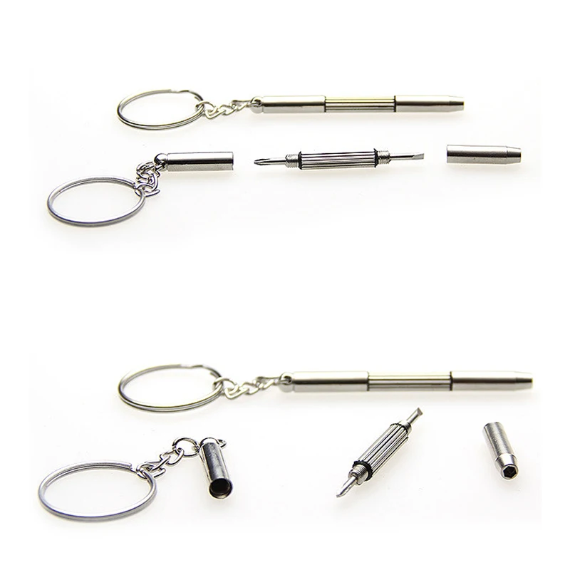 Eyeglass Screwdriver Portable Stainless Steel Keychain Screwdriver Eyeglass Sunglasses Watch Screwdriver 3 In 1 Repair Kit Tools