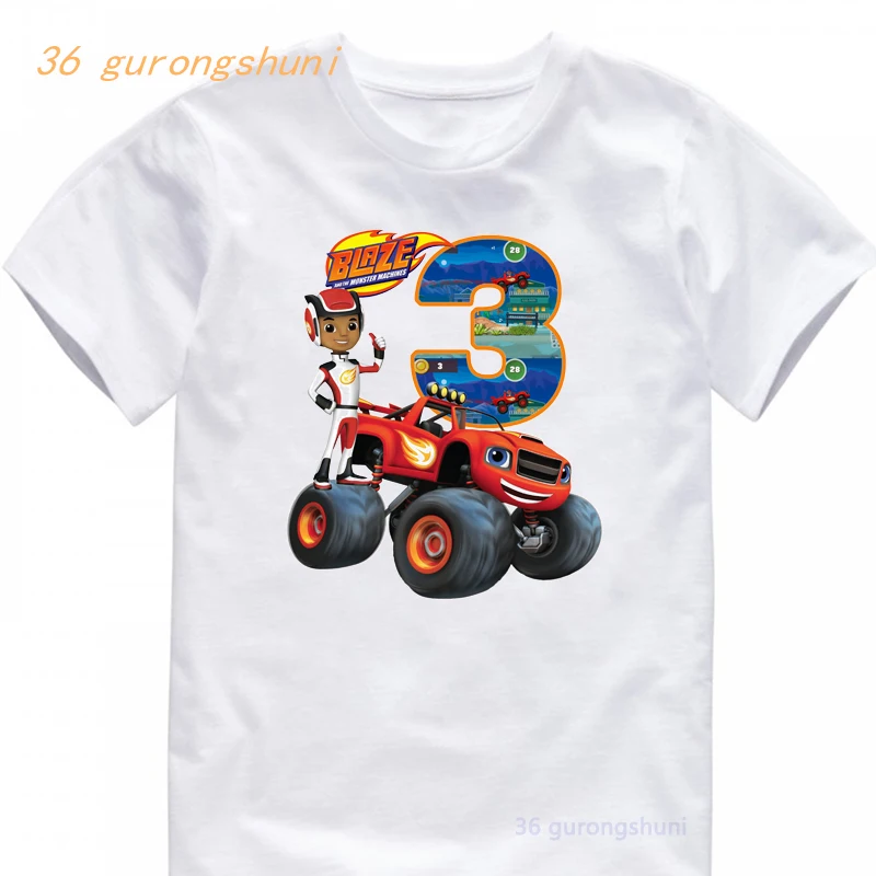 Anime Cartoon t Shirt For Girls children Girl t-shirt Kids Clothes Boys clothing Blaze And The Monster Machines Graphic t Shirts