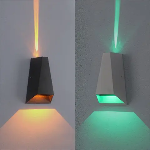 10W LED 벽 램프 야외 방수 알루미늄 벽 빛 정원 복도 계단 베란다 조명 빨간색 녹색 Bule 보라색 조명