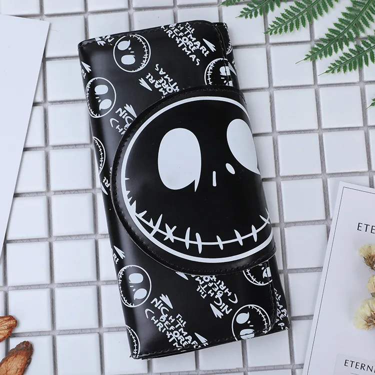 Cartera de dibujos animados para hombre y mujer, monedero largo de calavera con tarjetero, a la moda, nuevo diseño