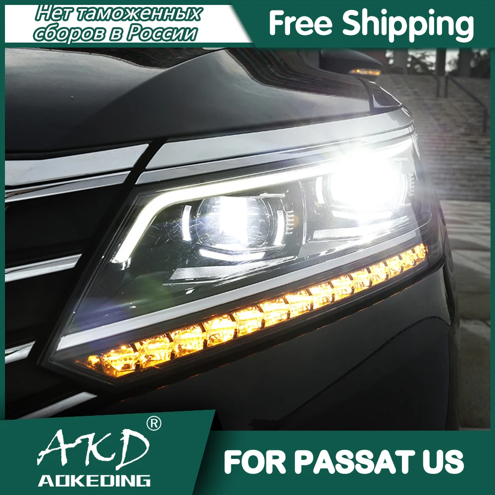 For VW PASSAT US B8 Headlights 2016-2020 DRL Day Running Light LED Bi Xenon Bulb Fog Light Car Accessory passat B8 Head Lamp