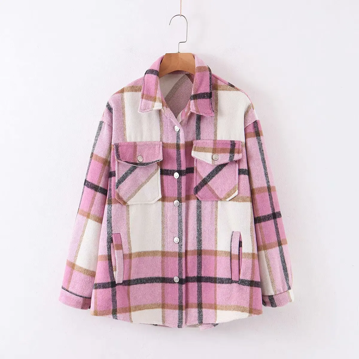 2021 Women\'s Autumn Winter Coats Plaid Clothe Long Blouses Coat Casual Female Thicken Jackets Cardigans Checker Jacket Clothing