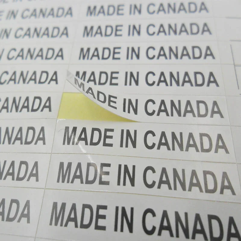 Country of origin sticker MADE IN CANADA 1000PCS 6X28mm white label with black print