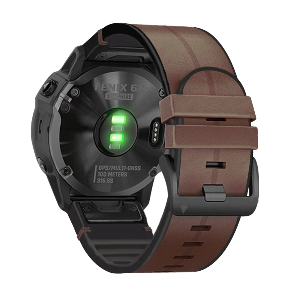 22 26mm Garmin Official Buckle Watch Band Silicone Leather Replacement For Garmin Fenix 7X 7 5 6 5X 6X 3 Forerunner 935 Bracelet