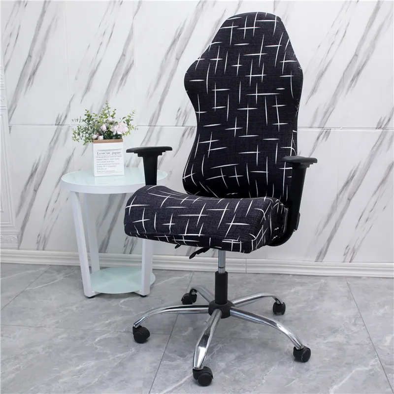 Office Computer Gaming Chair Covers Stretch Spandex Armchair Gamer Seat Cover Printed Household Racing Desk Rotating Slipcovers