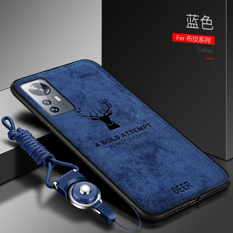 For Xiaomi Mi 12 Pro Case Soft TPU edge+Hard fabric Deer Protective Back Cover Case for xiaomi mi 12X Mi12 12pro phone shell