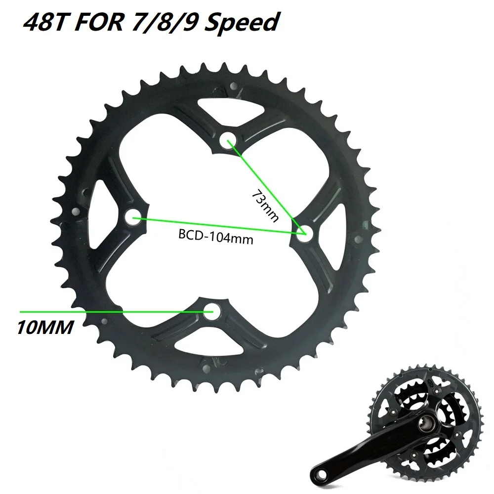 

Carbon Steel 48T Bike Crankset 104BCD Chainring Bike Crank Chain Ring MTB Road Bike Chainwheel for Shimano SLX XT 7/8/9 Speed