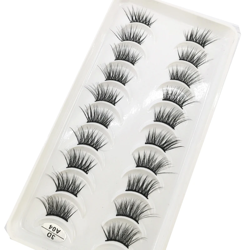 10คู่ครึ่ง Eye Lashes ขนตาปลอมธรรมชาติทำด้วยมือ3D Mink Lashes ขายส่ง Peralatan Rias Reusable สั้นตัวต่อขนตา